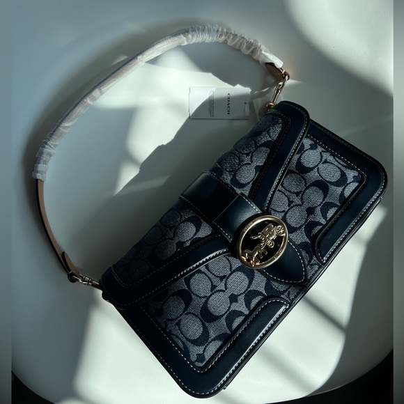 Coach Handbags - Coach Navy and Tan Shoulder/ Crossbody Purse NWT
